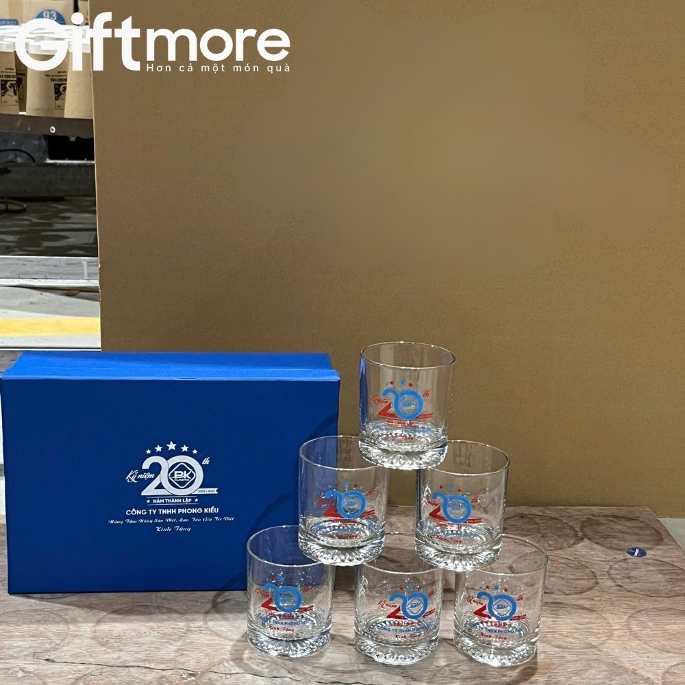 Bộ cốc thủy tinh in logo quà tặng