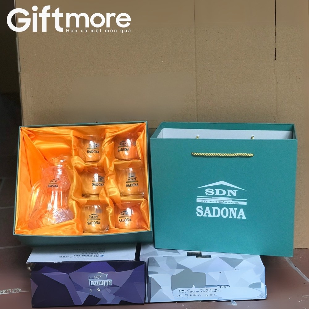 Bộ bình cốc thủy tinh in logo