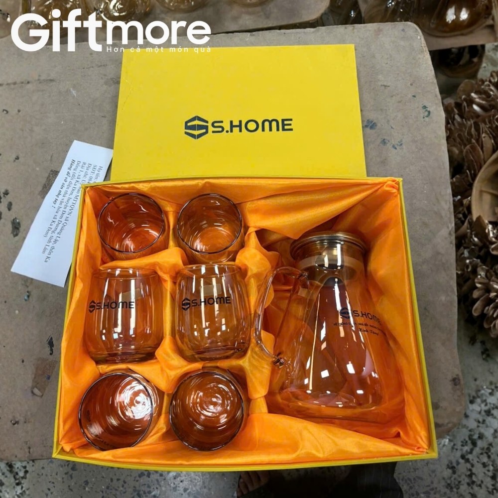 Bộ bình cốc thủy tinh in logo