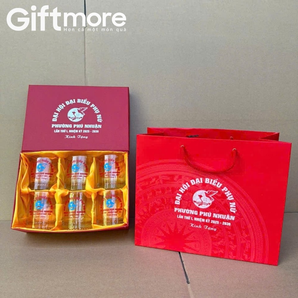 Bộ cốc thủy tinh in logo quà tặng