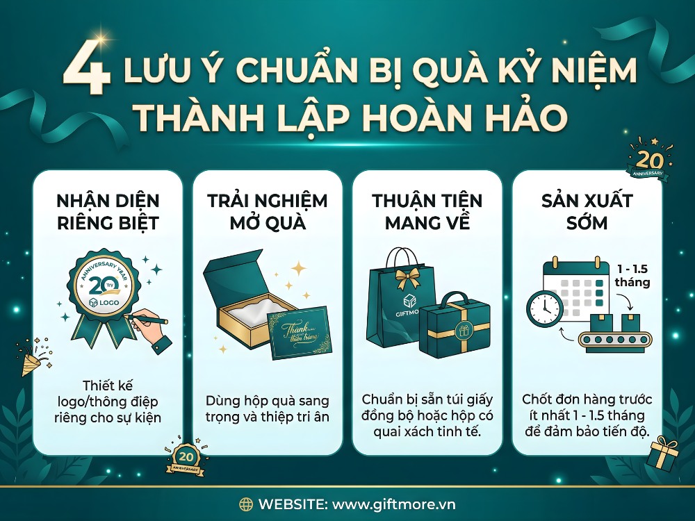 4 lưu ý khi lựa chọn và chuẩn bị quà tặng kỷ niệm thành lập