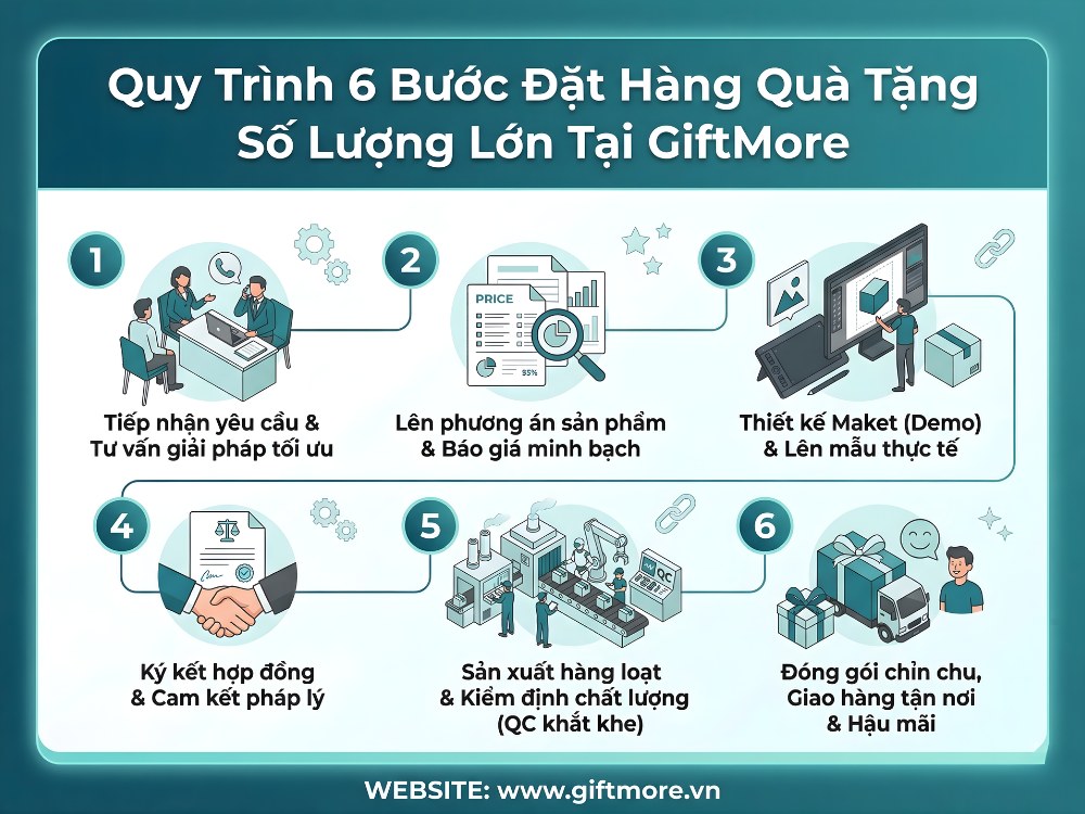 Quy trình đặt hàng quà tặng in logo tại GiftMore