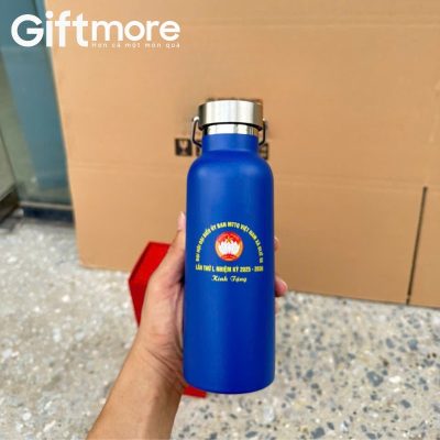 Alternative view of Bình giữ nhiệt quà tặng in logo có quai xách 500ml màu xanh dương GM-BGN06