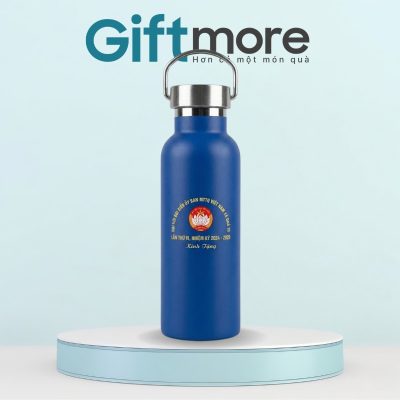 Bình giữ nhiệt quà tặng in logo có quai xách 500ml màu xanh dương GM-BGN06