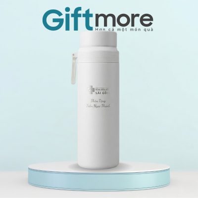 Bình giữ nhiệt quà tặng in logo thương hiệu Elmich 650ml màu trắng GM-BGN05
