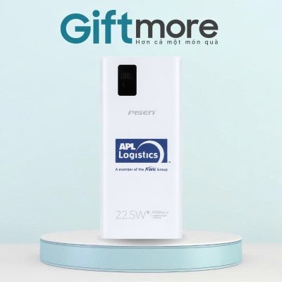 Sạc dự phòng quà tặng in logo thương hiệu Pisen màu trắng 10000mAh GM-SDP02