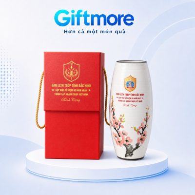 Lọ hoa gốm sứ quà tặng in logo