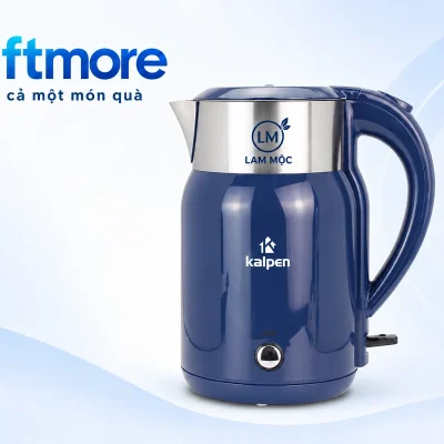 Demo monogram LM và tên LAM MỘC trên dải kim loại của ấm Kalpen xanh đậm