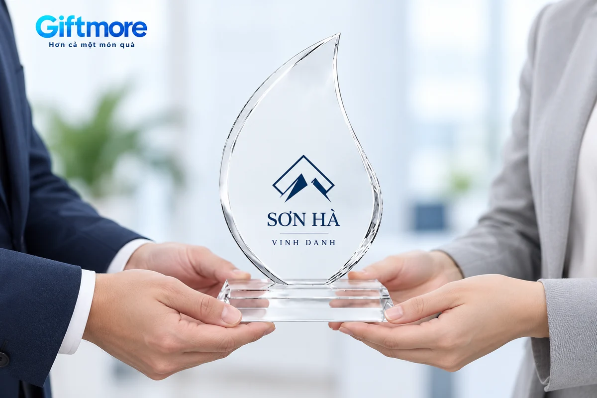 Mô phỏng hai người nâng phần đế trong khi trao biểu trưng ngọn lửa demo SƠN HÀ VINH DANH