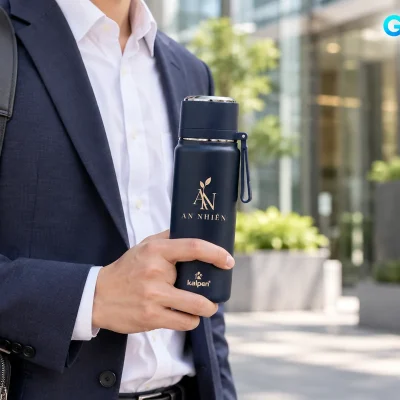 Bình giữ nhiệt Kalpen AR15 500ml in logo – hình dung mang bình khi di chuyển