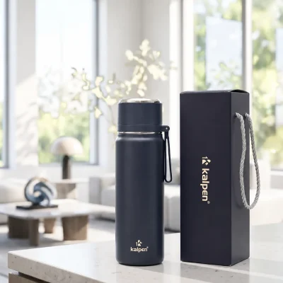 Bình giữ nhiệt Kalpen AR15 500ml in logo – đối chiếu hộp mang nhận diện kalpen