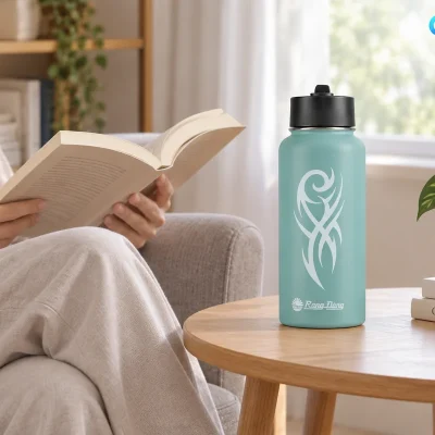 Bình giữ nhiệt Rạng Đông RD-BGN095ST1 950ml in logo – hình dung dùng bình khi đọc sách tại nhà