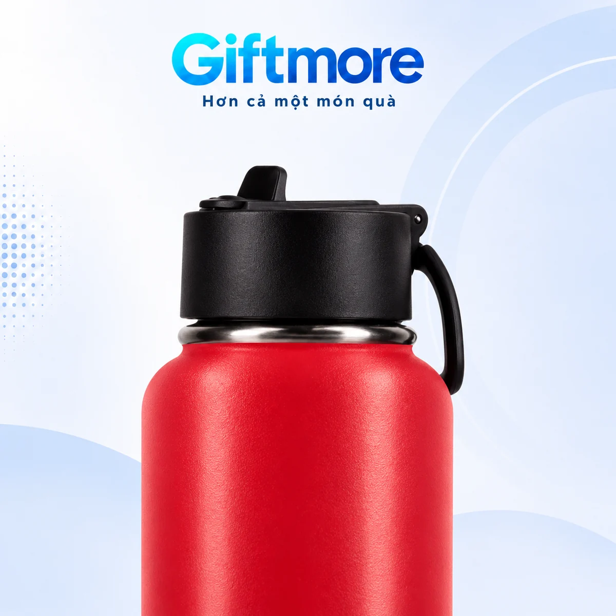 Bình giữ nhiệt Rạng Đông RD-BGN12ST1 1200ml in logo – đối chiếu nắp và quai của bản trơn