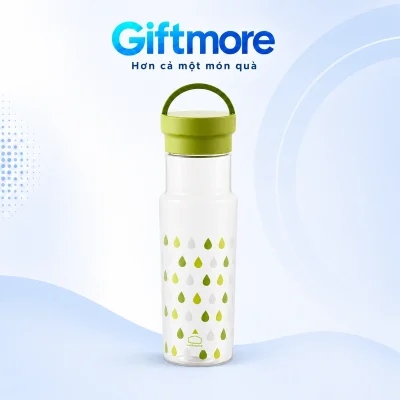 Bình Handle ABF692GRN 500 ml nắp xanh quai vòm và họa tiết giọt trên nền GiftMore