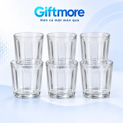 Bộ sáu ly LOTUS VT10 200 ml thân sọc dọc trên nền GiftMore