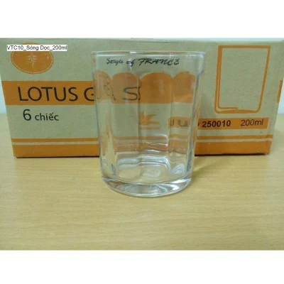 Ảnh gốc hộp LOTUS ghi 200 ml 6 chiếc đi cùng một ly sọc dọc