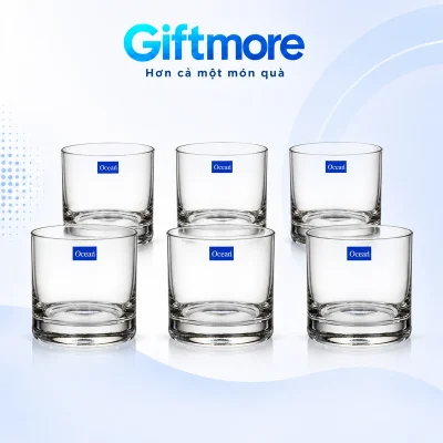 Sáu ly thấp Ocean New York B07807 đáy dày trên nền GiftMore