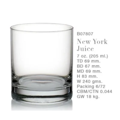 Tư liệu thông số một ly New York B07807 205 ml cao 83 mm