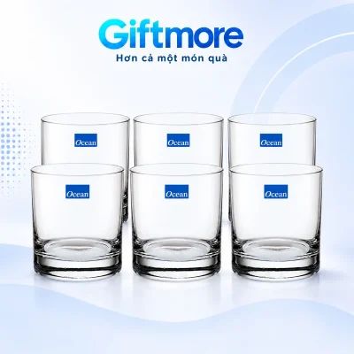Bộ sáu ly Ocean San Marino B00411 thấp đáy dày trên nền GiftMore