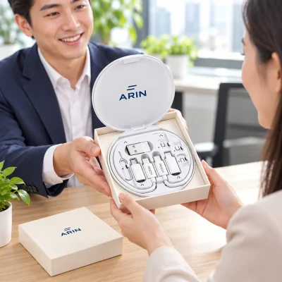 Mô phỏng trao bộ cáp ARIN trong hộp quà