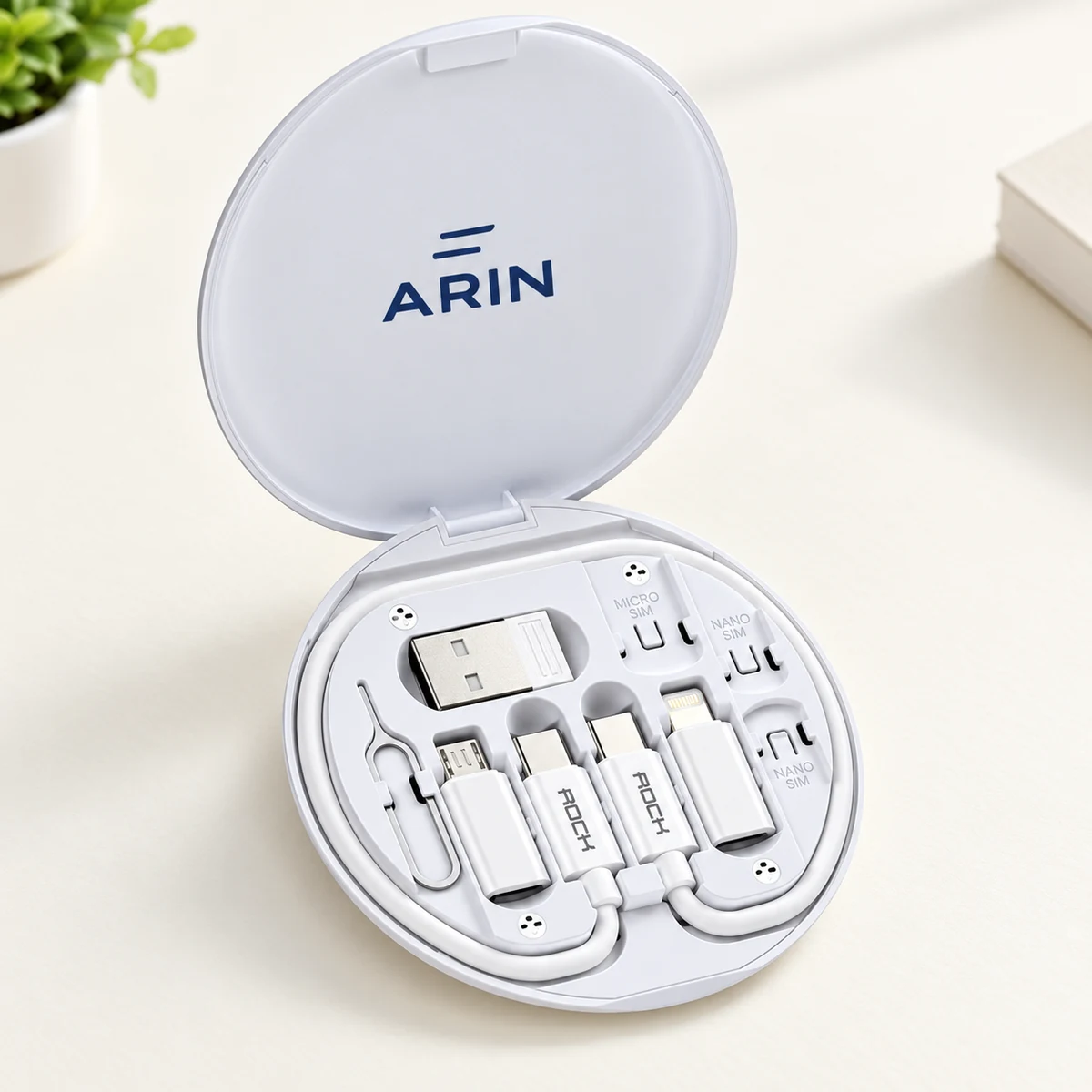 Demo ARIN navy ở mặt trong nắp bộ cáp hộp tròn