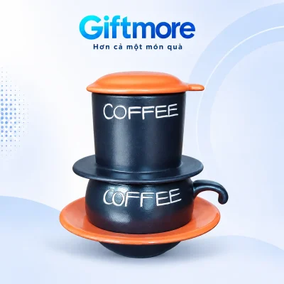 Bộ phin men mát thân navy nắp và đĩa cam trên nền GiftMore