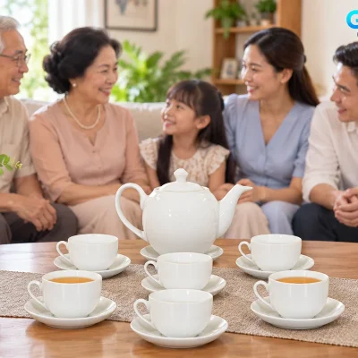 Bộ trà trắng 01 800ml – hình dung dùng quà trong sinh hoạt
