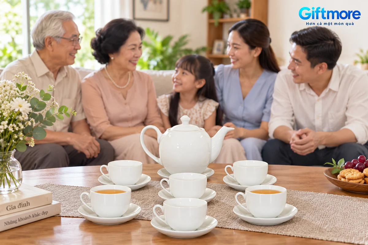 Bộ trà trắng 01 800ml – hình dung dùng quà trong sinh hoạt