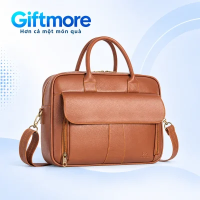 Cặp FADODA FCD302 màu bò với hai quai và nắp trước trên nền GiftMore