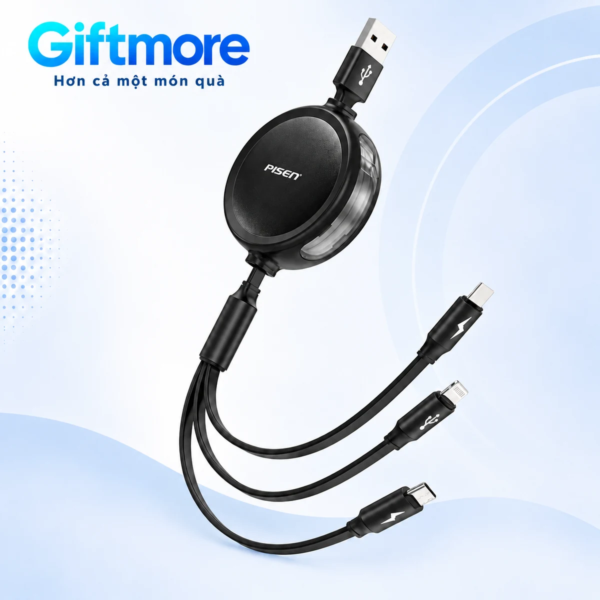 Cáp PISEN LS-AP16 màu đen hông trong trên nền GiftMore