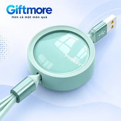 Minh họa mặt cuộn cáp PISEN PRO CD Glass xanh mint trên nền GiftMore