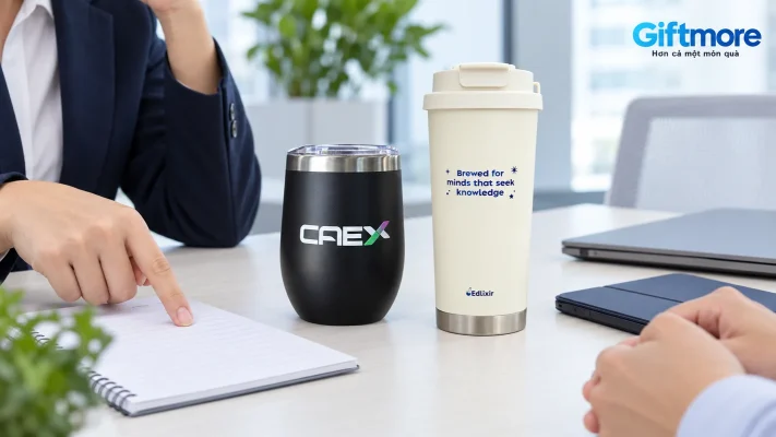 Hai dáng ly thật CAEX và Edlixir trong cảnh chọn cấu hình tại bàn