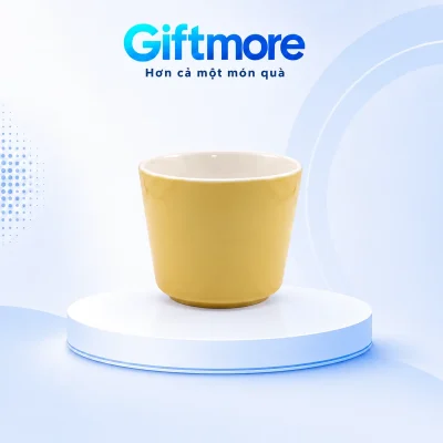 Cốc Khánh An 220ml men vàng không quai in logo – xem cốc khánh an men vàng không quai