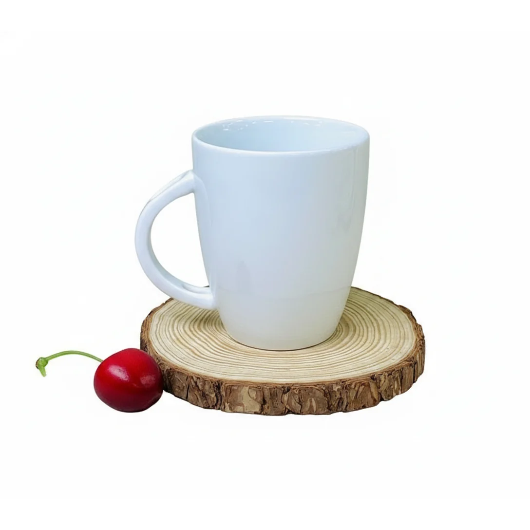 Cốc quai thìa trắng 400ml in logo – đối chiếu thân trắng và quai cong rộng