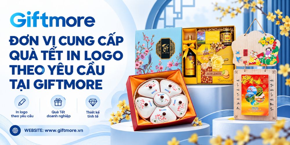GiftMore cung cấp quà Tết in logo, thiết kế hộp quà và các bộ giftset theo yêu cầu doanh nghiệp