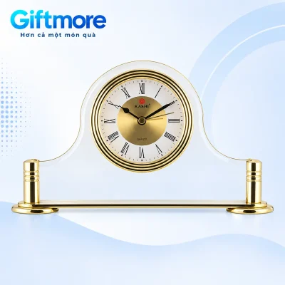 Đồng hồ Kashi BT8 số La Mã, tấm trong suốt và đế màu vàng trên nền GiftMore