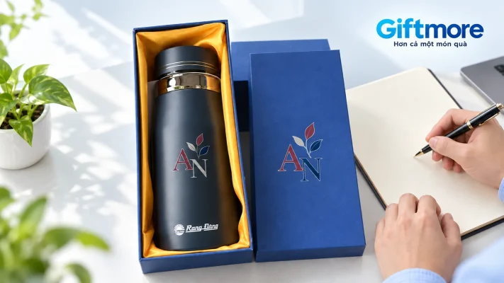 Mẫu bình Rạng Đông trong hộp lót vải vàng cạnh phiếu ghi yêu cầu duyệt mẫu