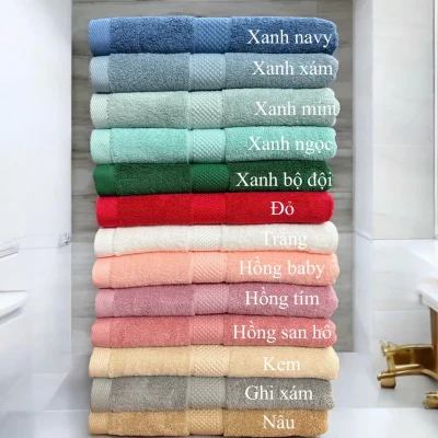 Tư liệu các màu khăn cotton gấp ngang được ghi tên màu trong danh mục