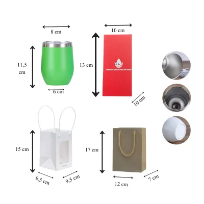 Bảng catalogue kích thước ly xanh 11,5 cm và các ví dụ hộp túi