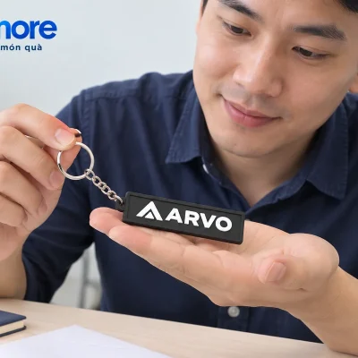 Mô phỏng người nhận kiểm tra mặt chữ ARVO nổi trên móc khóa cao su