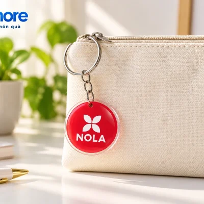Mô phỏng móc khóa tròn NOLA gắn vào đầu khóa kéo túi vải