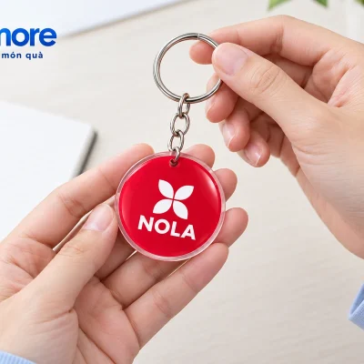 Mô phỏng người đặt xem mặt in NOLA trên một móc khóa đổ keo