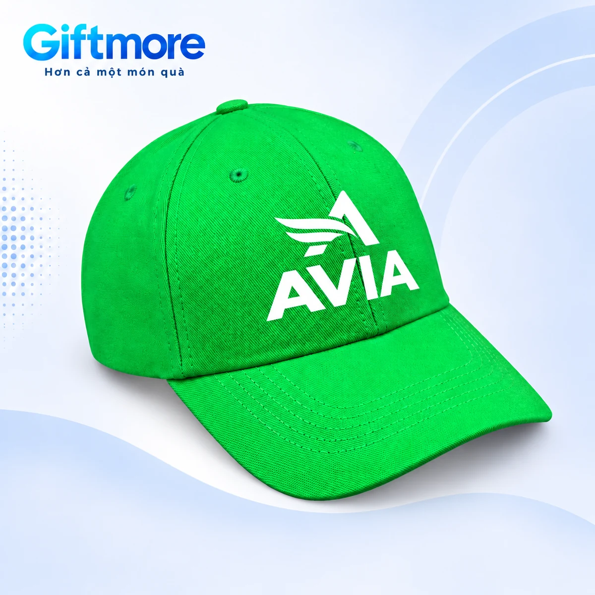 Demo AVIA trắng ở mặt trước mũ lưỡi trai xanh