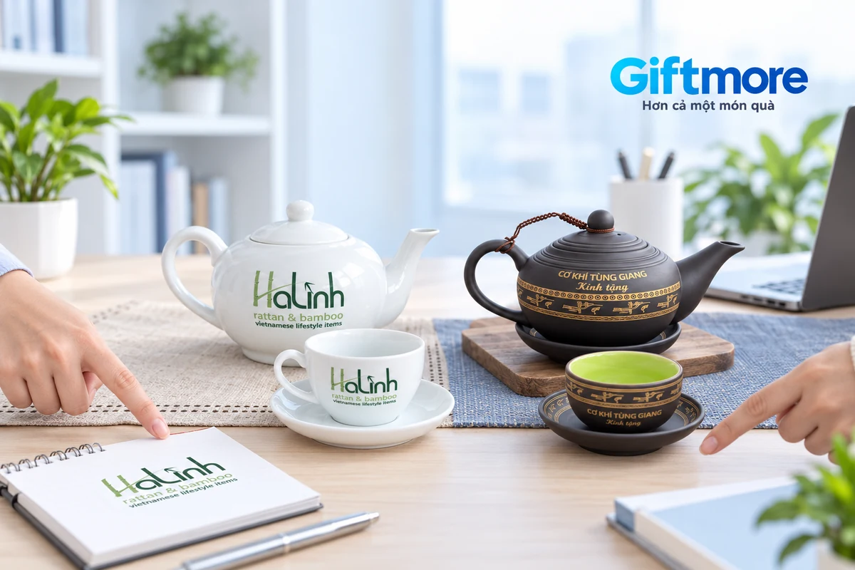 Nhận diện HaLinh trên ấm trắng và chữ Cơ khí Tùng Giang trên mẫu ấm tối màu thật