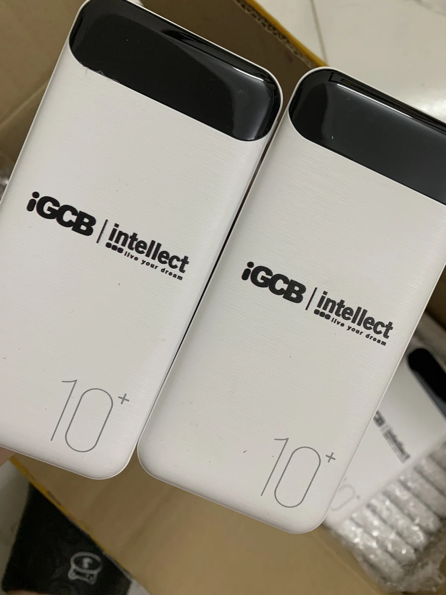 Ảnh thật hai sạc trắng in iGCB Intellect với vùng hiển thị tối