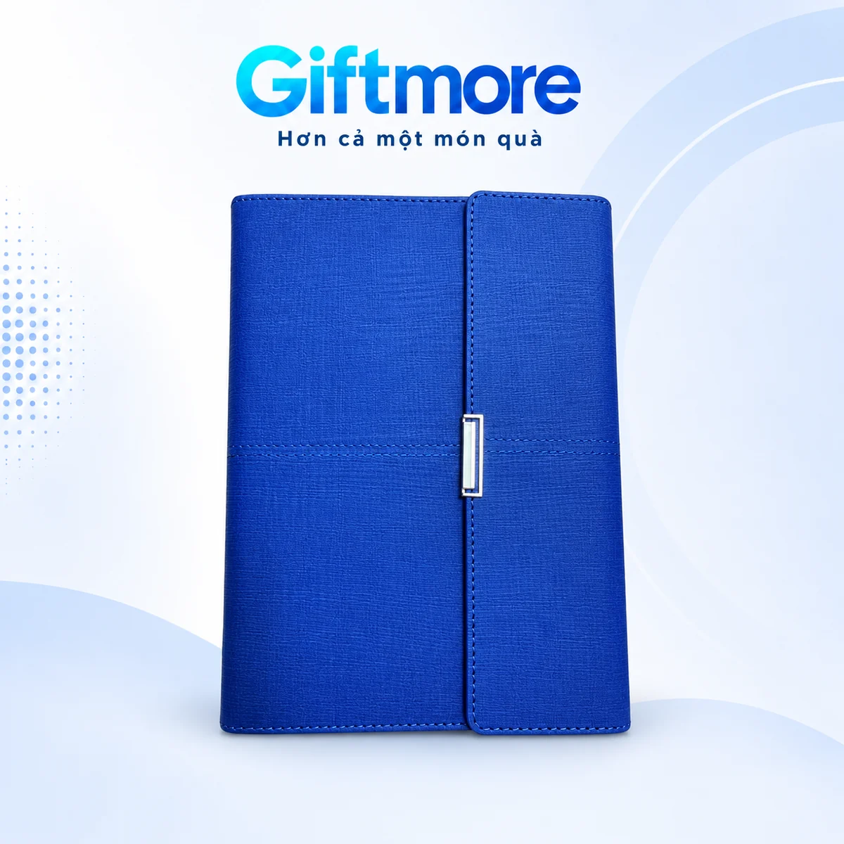 Mẫu sổ còng bìa gập thẳng xanh cobalt trên nền GiftMore