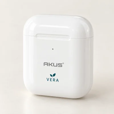 Demo VERA màu xanh đậm dưới nhãn AKUS trên hộp trắng