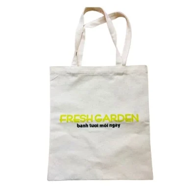 Ảnh catalogue túi canvas mộc quai cùng màu với hình FRESHGARDEN và dòng bánh tươi mỗi ngày
