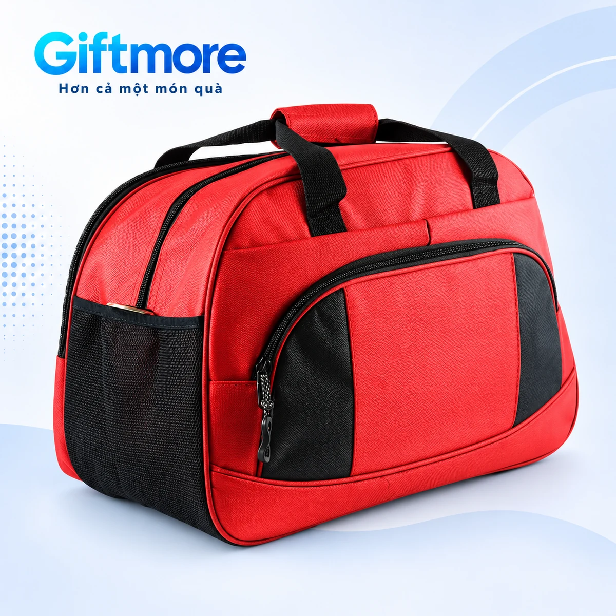 Túi du lịch 1680-02 đỏ có lưới hông trên nền GiftMore