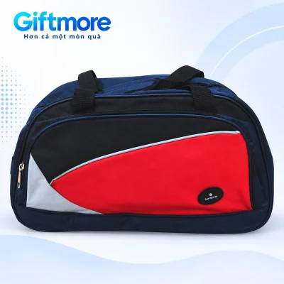 Túi 1680-03 navy mảng đỏ chéo và góc xám trên nền GiftMore